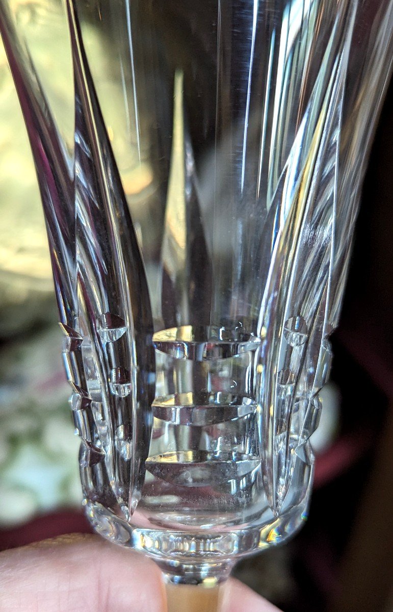 12 Champagne Flutes, Cut Crystal-photo-3