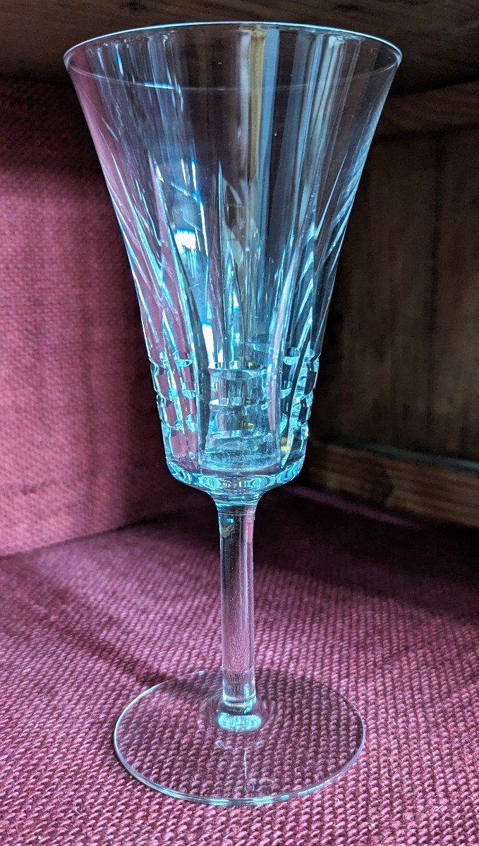 12 Champagne Flutes, Cut Crystal