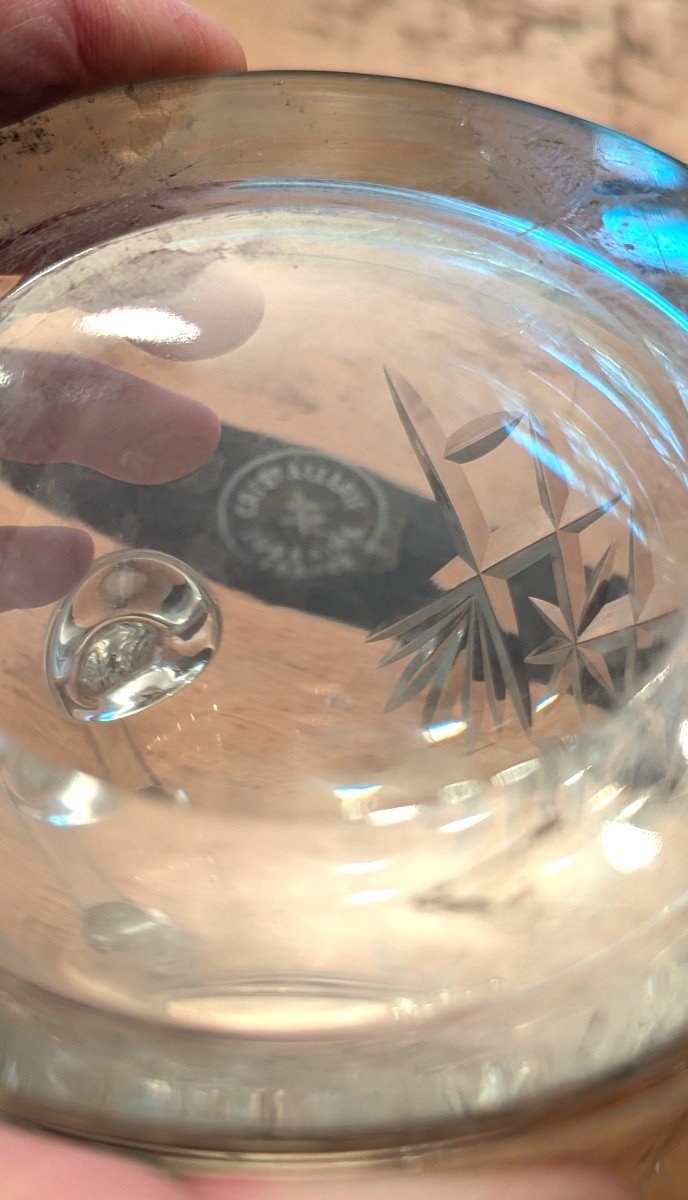 Large Carafe, In Cut Crystal With Its Solid Silver Lid - France-photo-2