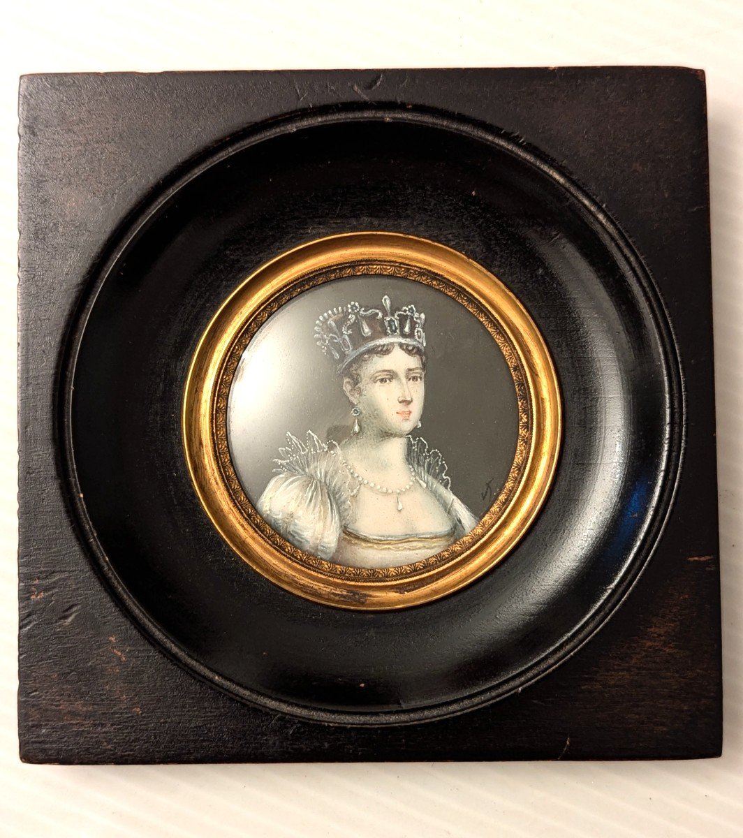 Signed Miniature, 19th Century - Portrait Of A Woman Of The Empire