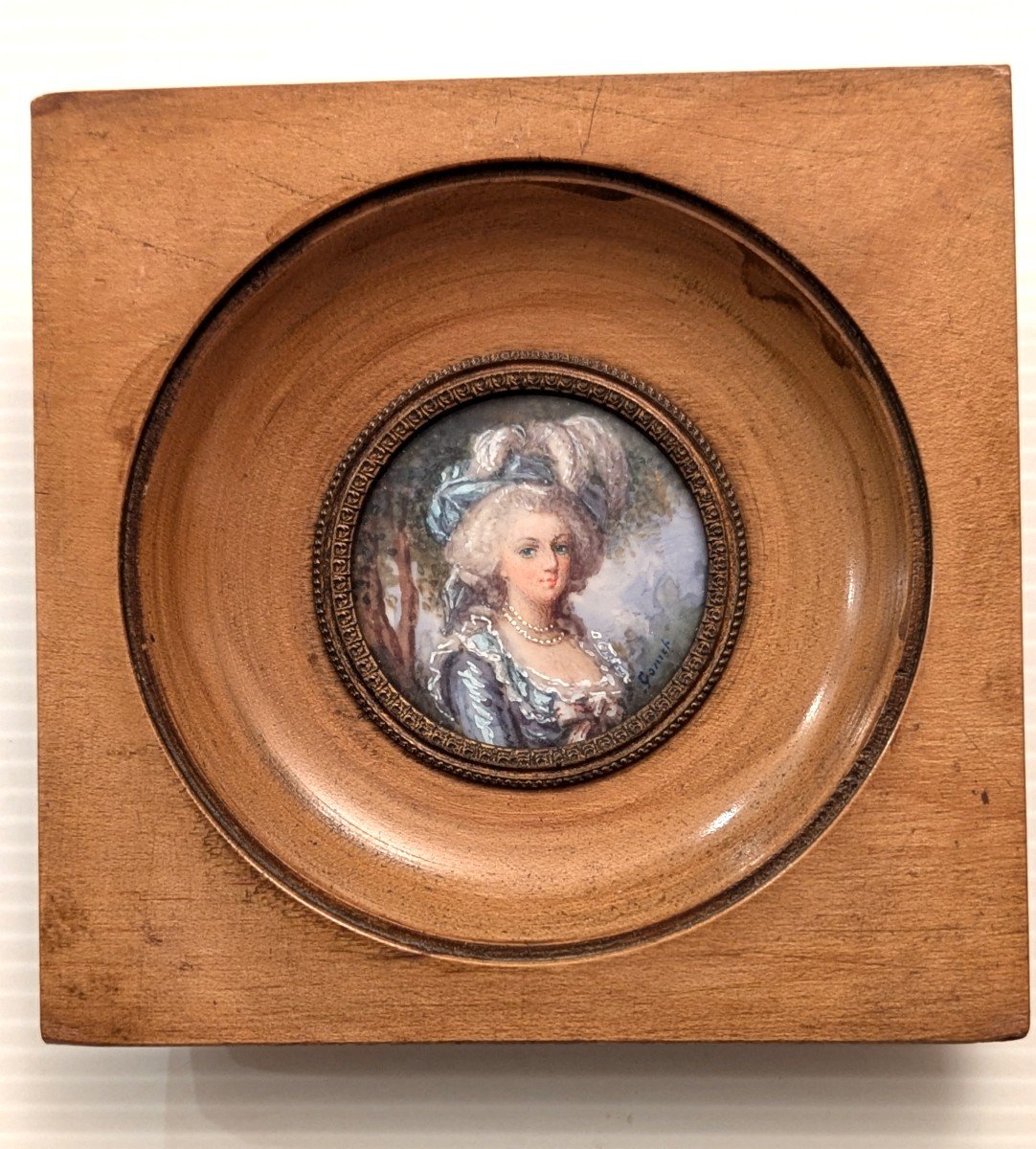 Pair Of Miniatures, Signed-marie-antoinette-portrait-queen-photo-2