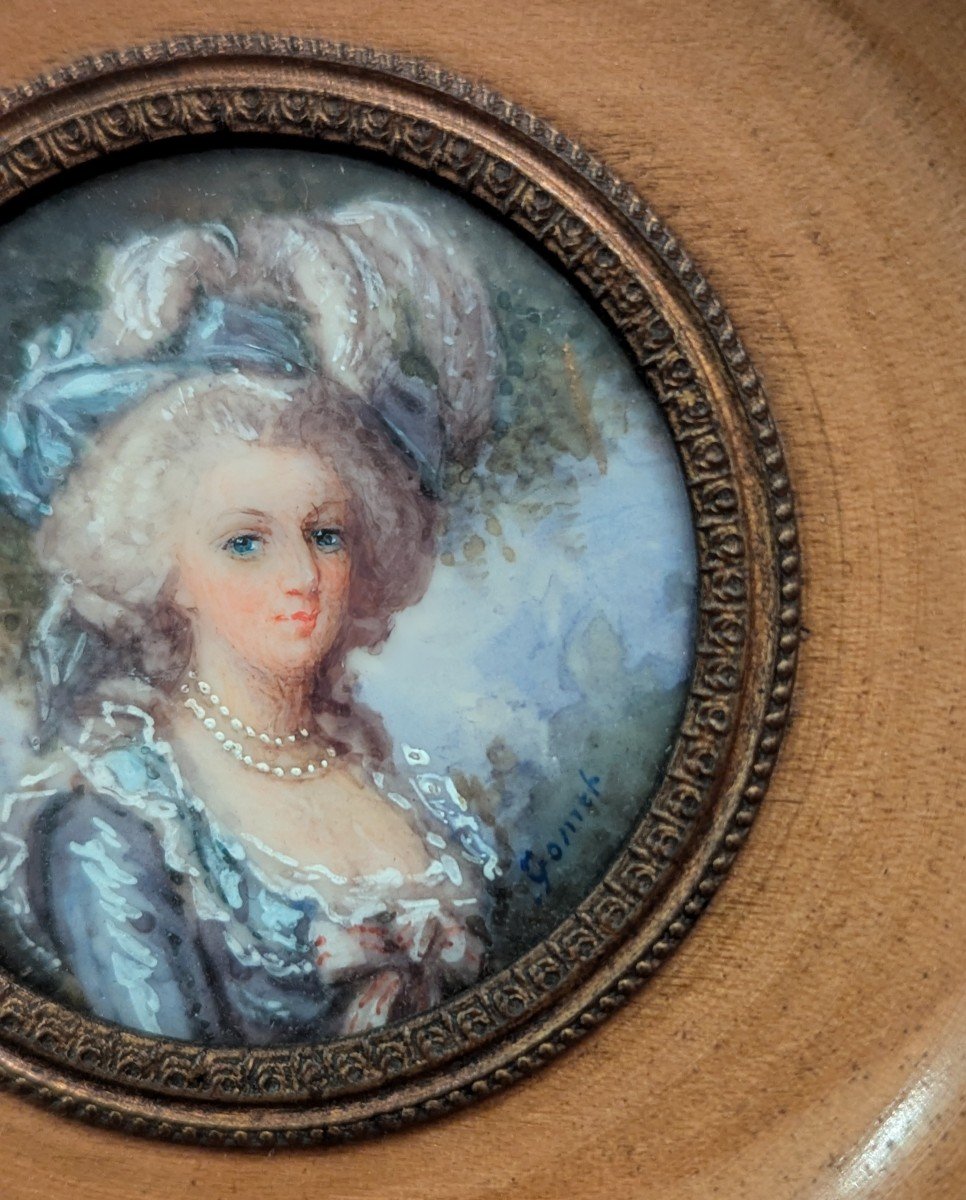 Pair Of Miniatures, Signed-marie-antoinette-portrait-queen-photo-3