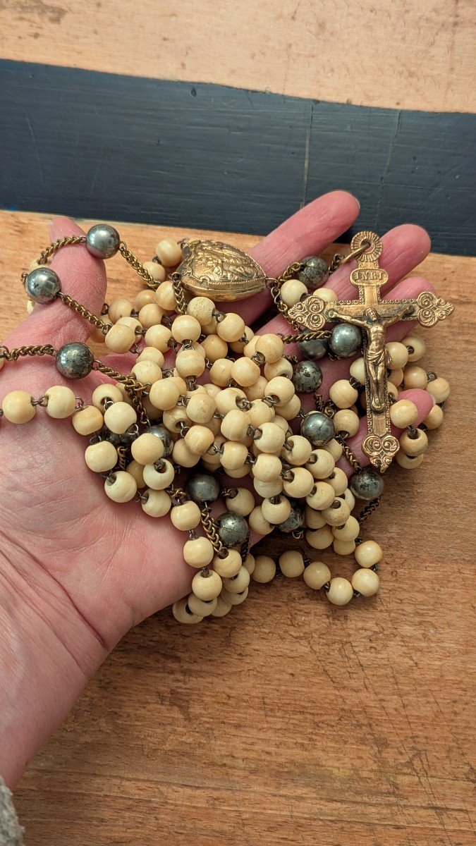 Imposing Rosary, 19th Century, In Bone-lourdes-religion-rosary