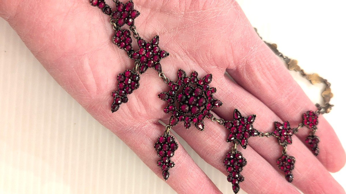 Lovely Antique Necklace, With Garnets - Bohème -photo-2