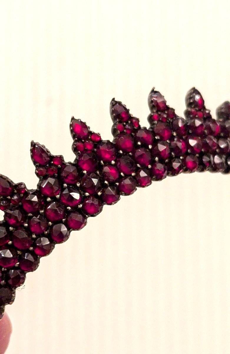 19th Century Headpiece, All Cut Garnets - Tiara - Comb-photo-3