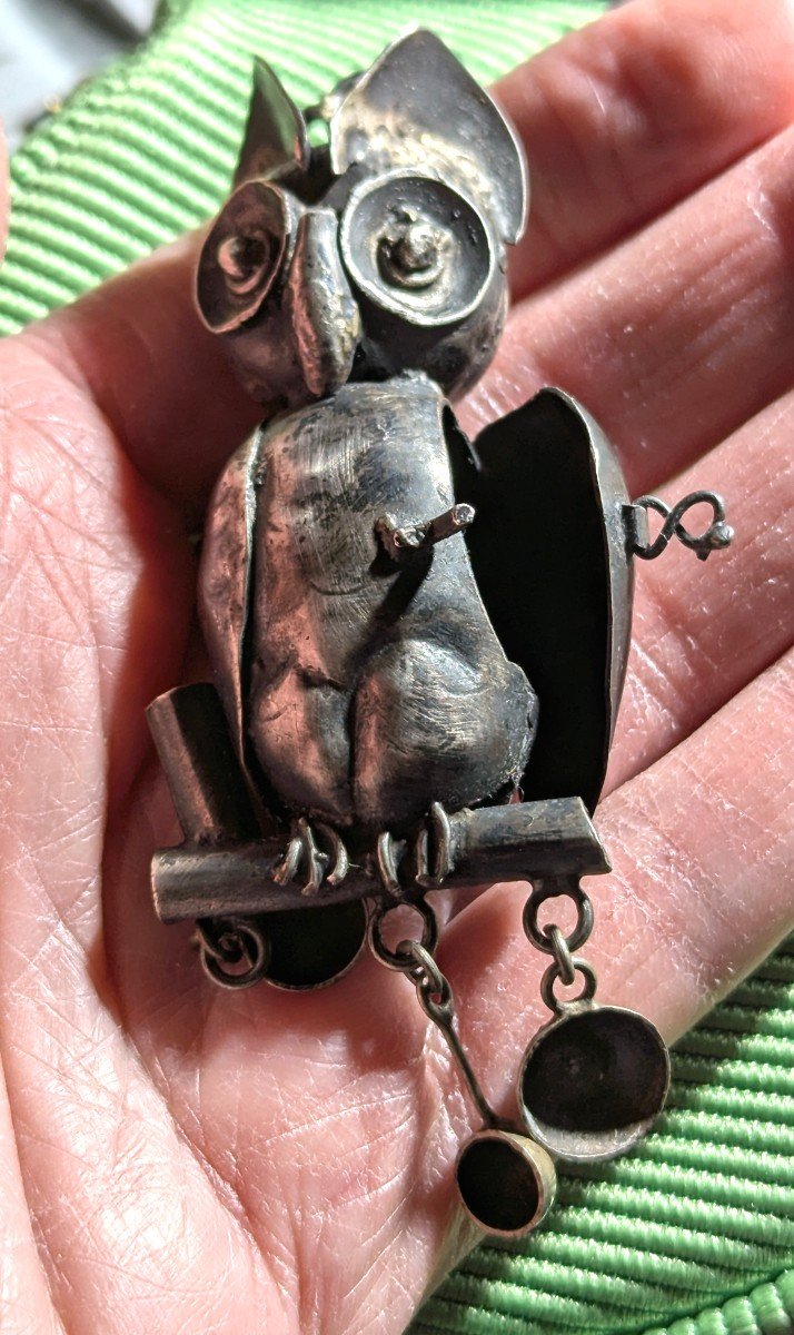 Curieux pendentif hibou, s'ouvrant-Bijou ethnique-Guatemala-photo-3