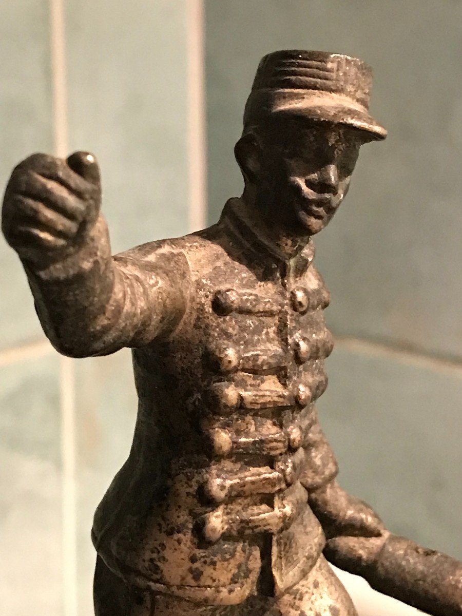Curious 19th Century Pen Holder, In Silvered Bronze-soldier-military-writing-photo-4