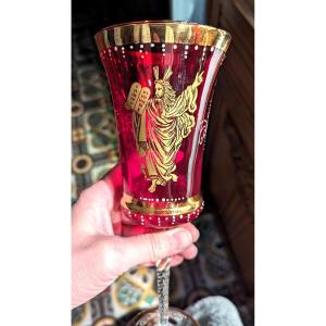 Verre Kiddouch, en verre de Murano-Culte Judaïque