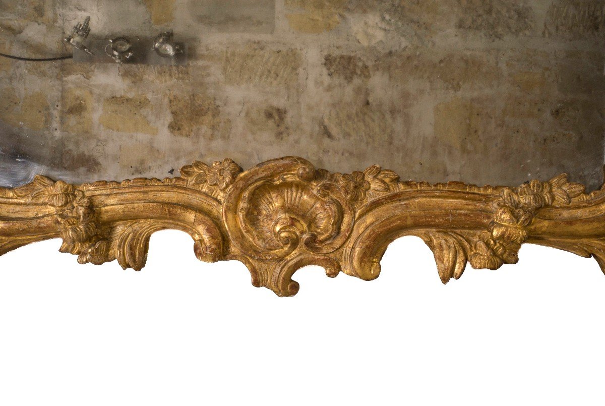 Miroir En Bois Doré   Epoque Louis XV-photo-1