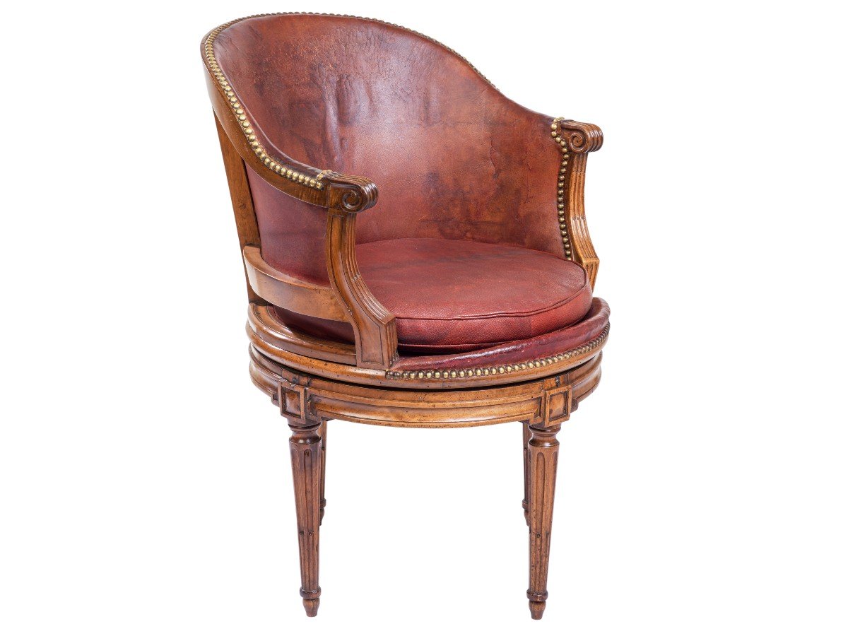 Louis XVI Period Office Chair With Swivel Seat-photo-3