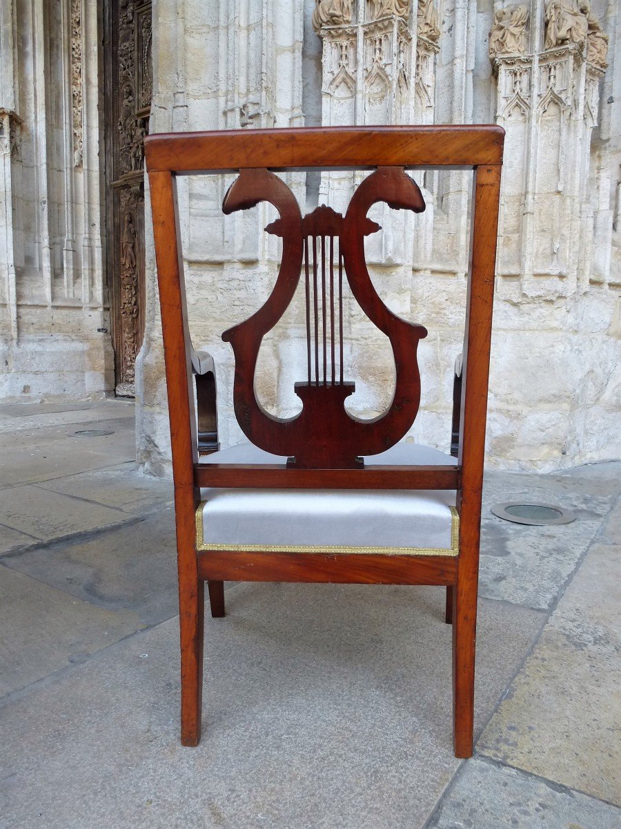 Pair Of Mahogany Armchairs Restoration Period-photo-4