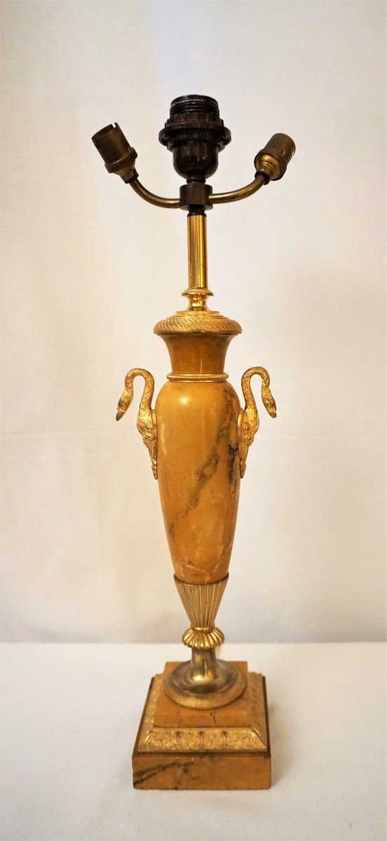 Pair Of Empire Period Lamps In Marble And Gilt Bronze-photo-4