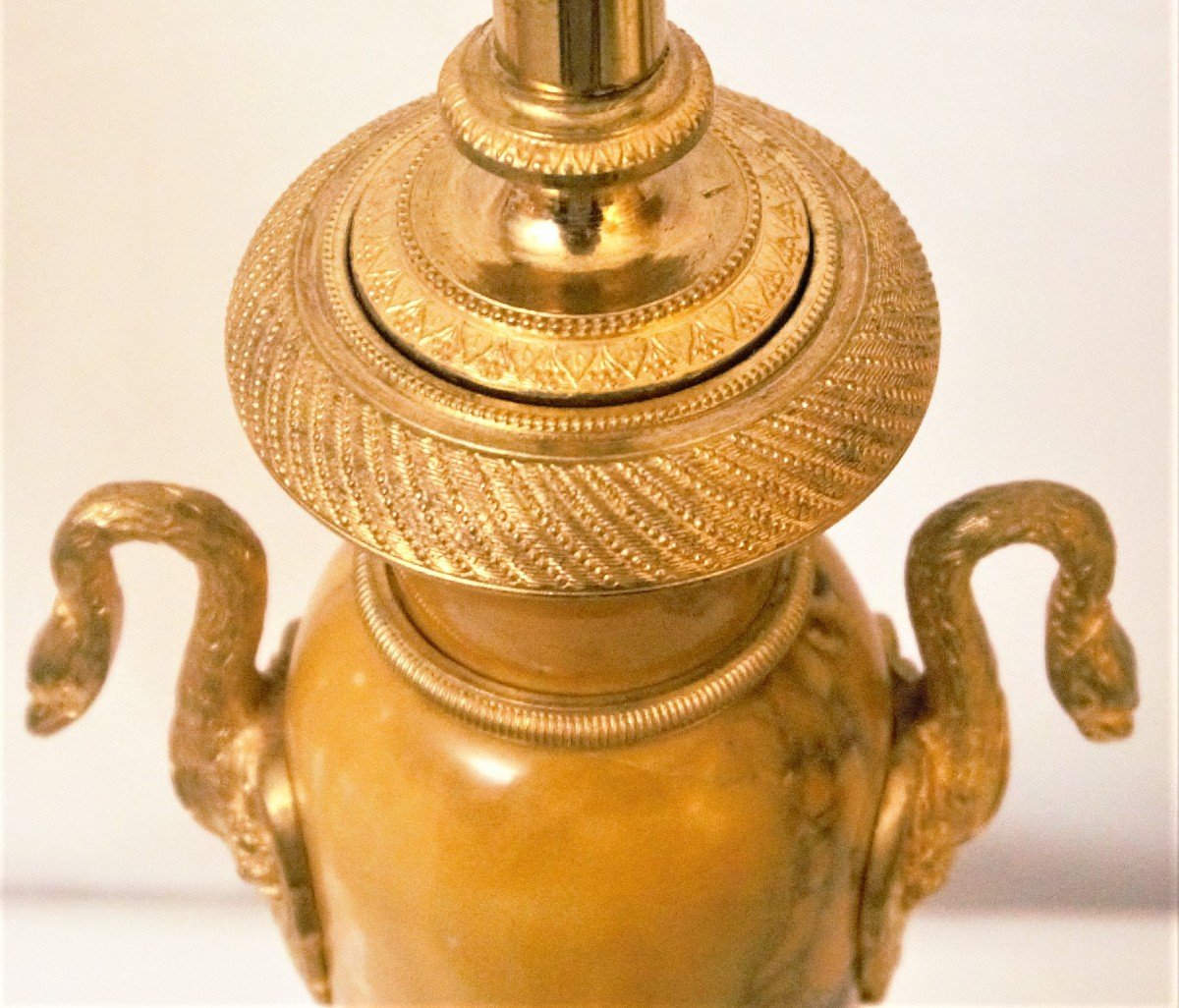 Pair Of Empire Period Lamps In Marble And Gilt Bronze-photo-3