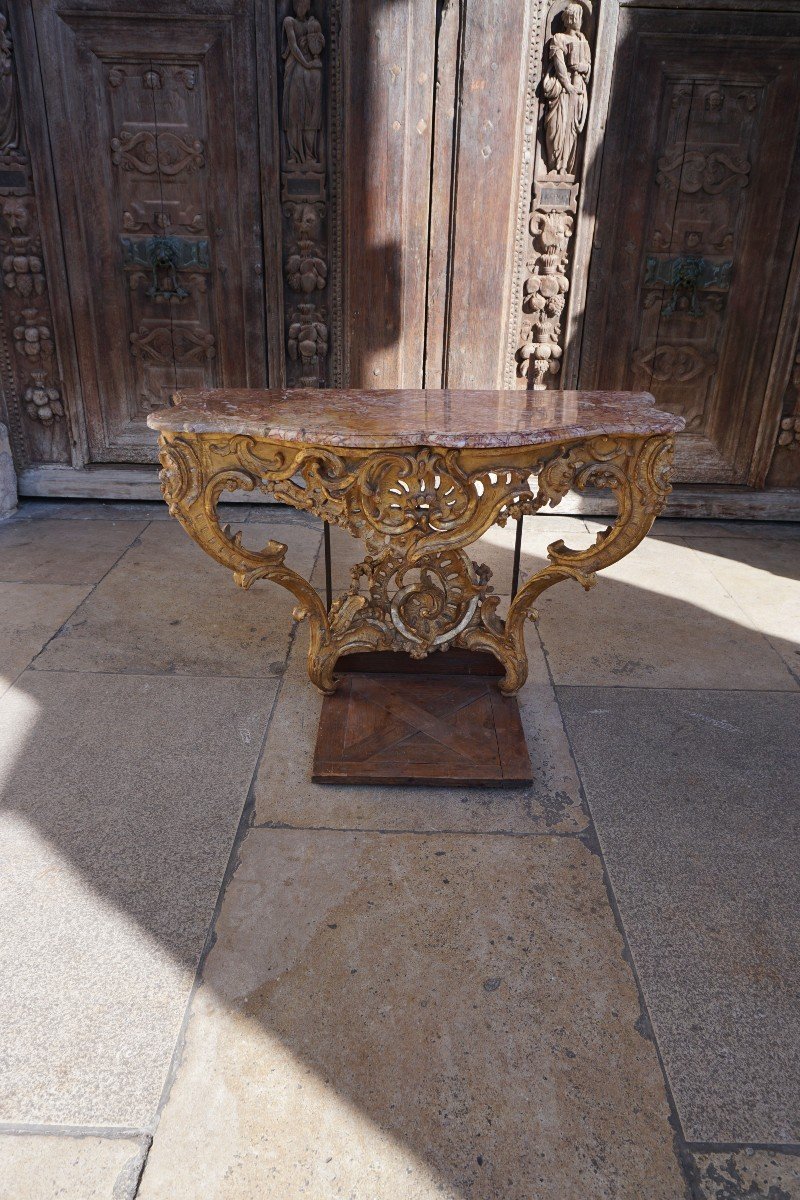 Console d'Applique En Bois Sculpté Et Doré Epoque Louis XV-photo-2