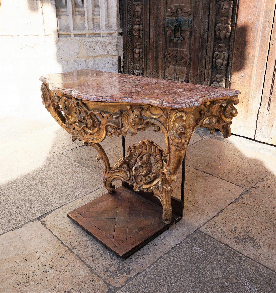 Console d'Applique En Bois Sculpté Et Doré Epoque Louis XV-photo-3