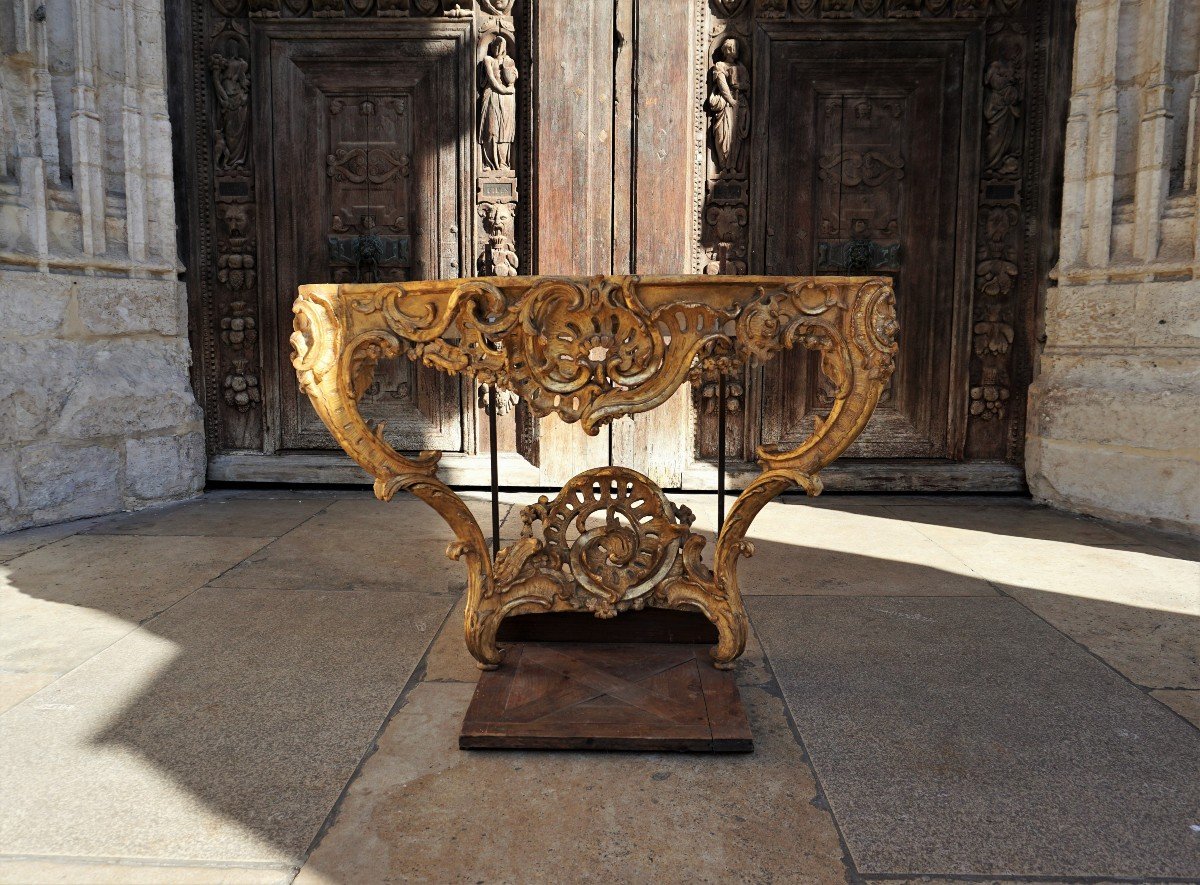 Console d'Applique En Bois Sculpté Et Doré Epoque Louis XV-photo-1