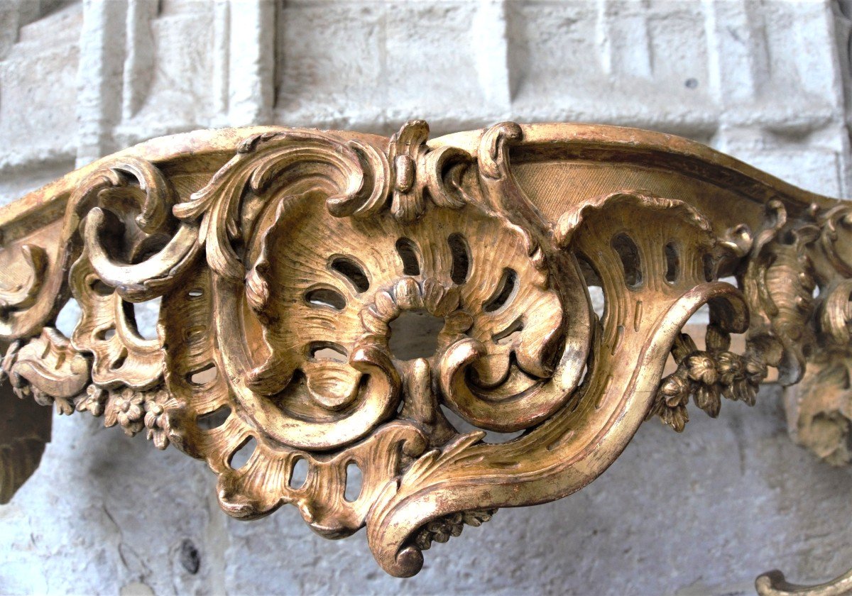 Console d'Applique En Bois Sculpté Et Doré Epoque Louis XV-photo-3