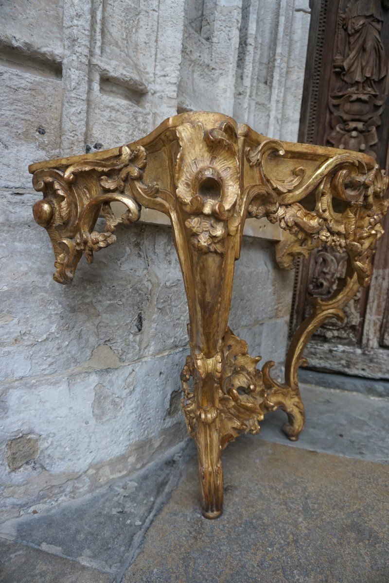 Console d'Applique En Bois Sculpté Et Doré Epoque Louis XV-photo-6