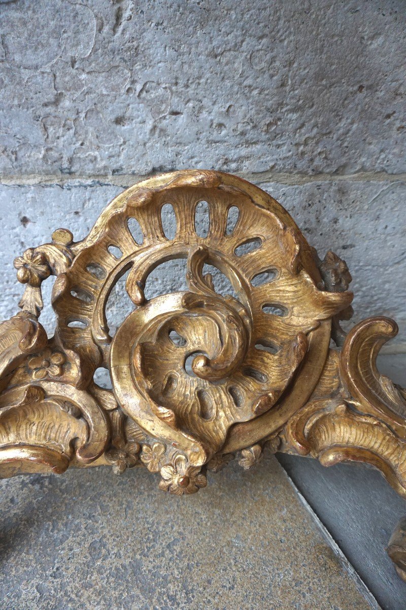 Console d'Applique En Bois Sculpté Et Doré Epoque Louis XV-photo-7