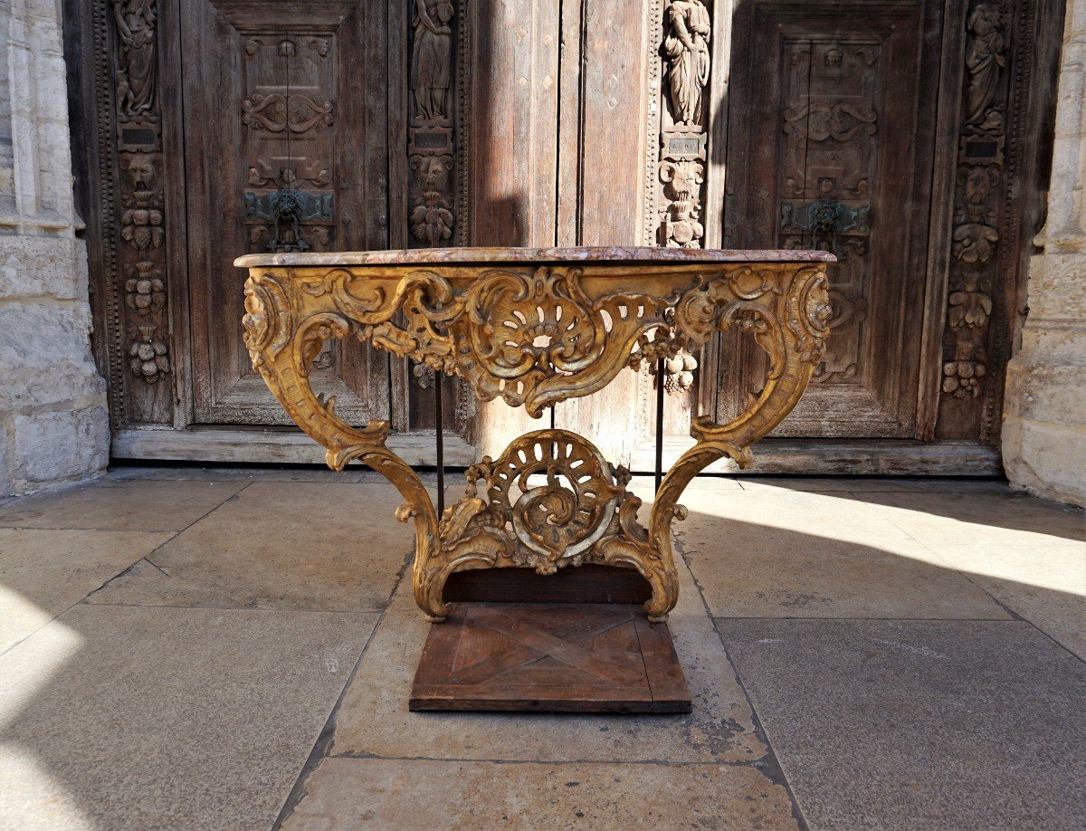 Console d'Applique En Bois Sculpté Et Doré Epoque Louis XV