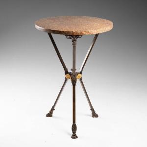 Small Bronze Pedestal Table Charles X Period