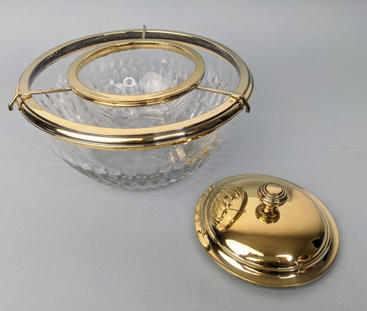 Crystal And Vermeil (gold On Silver) Caviar Cup Minerva 1st Title-photo-3