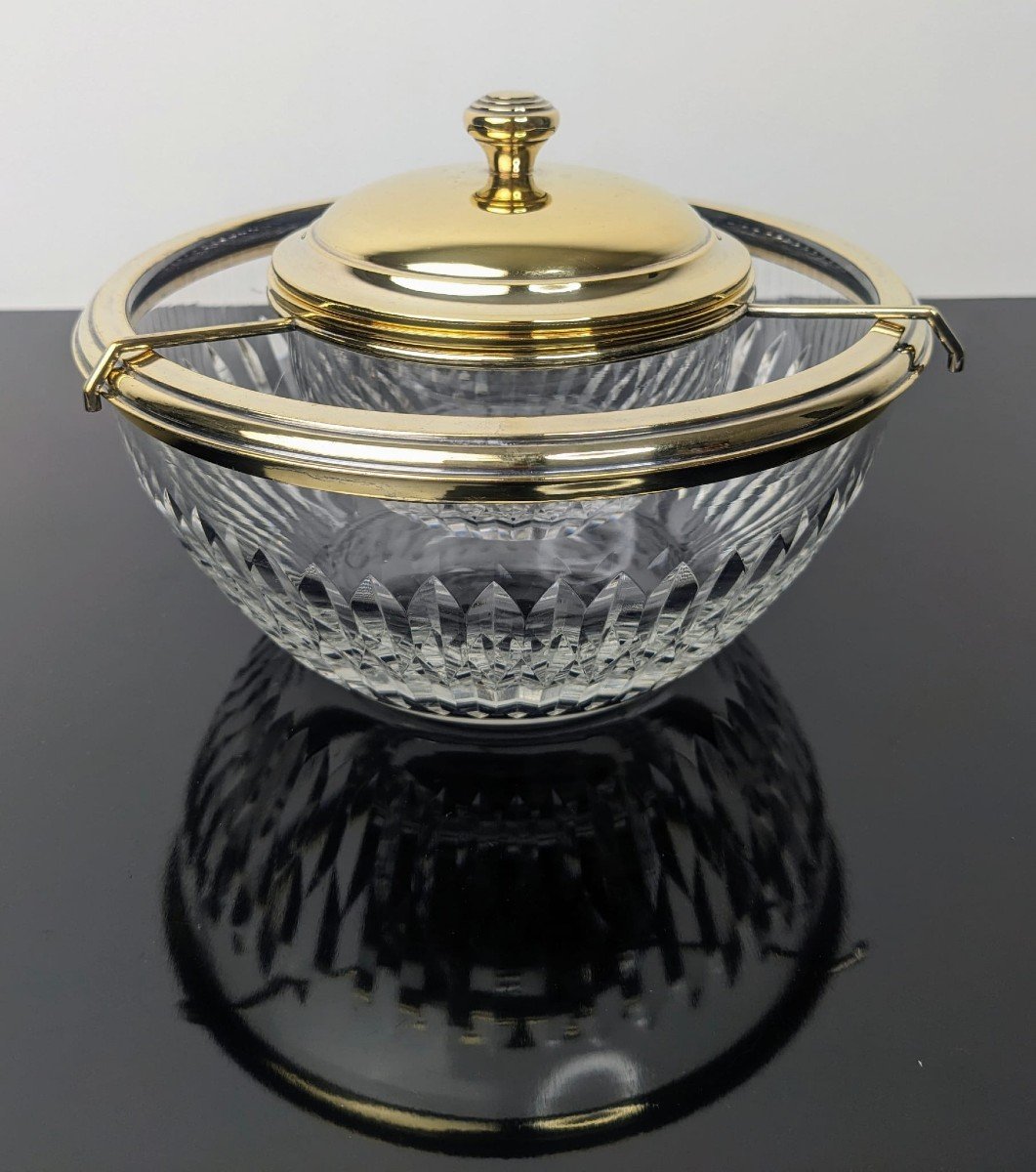 Crystal And Vermeil (gold On Silver) Caviar Cup Minerva 1st Title-photo-1