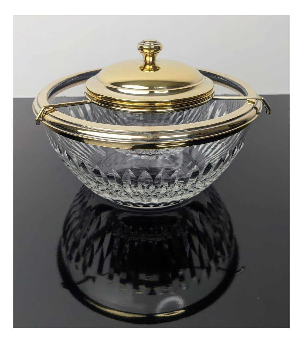 Crystal And Vermeil (gold On Silver) Caviar Cup Minerva 1st Title-photo-3