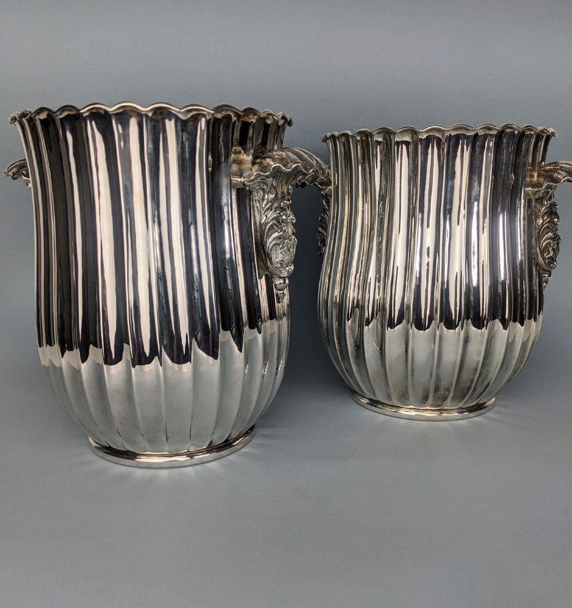 Two Solid Silver Champagne Buckets -photo-6