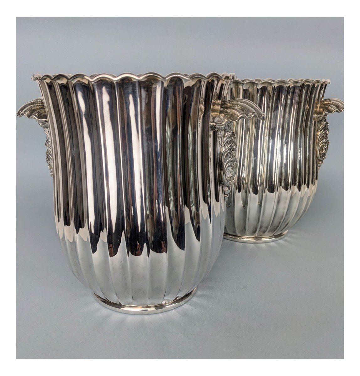 Two Solid Silver Champagne Buckets 