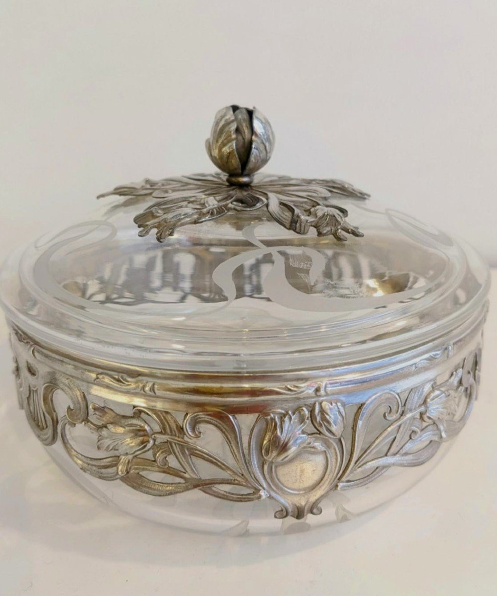 Art Nouveau Crystal And Sterling Silver Minerva Box -photo-5