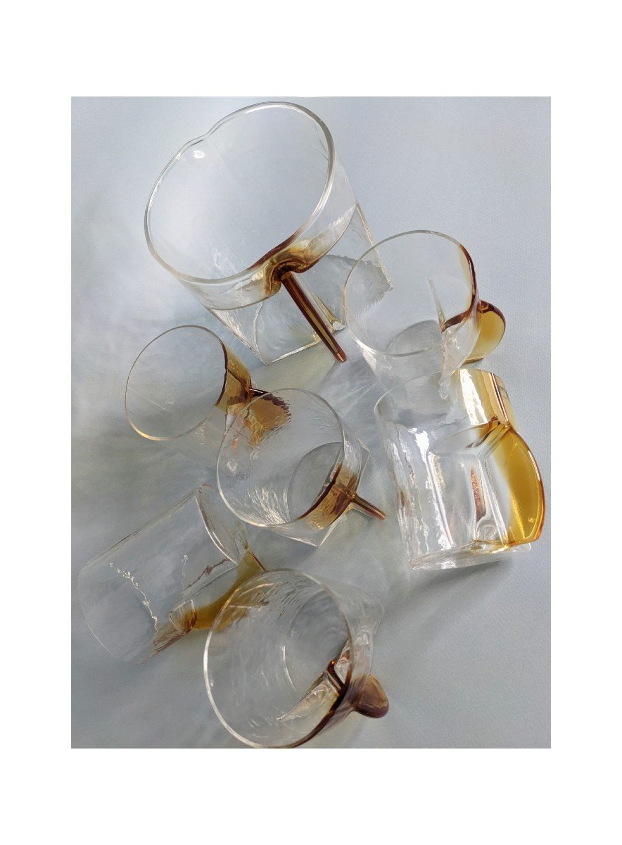 Toni Zuccheri 12 Glasses And 1 Pitcher Circa 1970 Vart Murano-photo-1