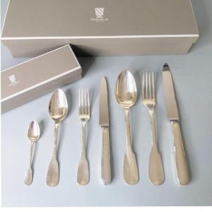 Puiforcat Louvois Silverware Of 56 Pieces In Sterling Silver Minerva  1st Title