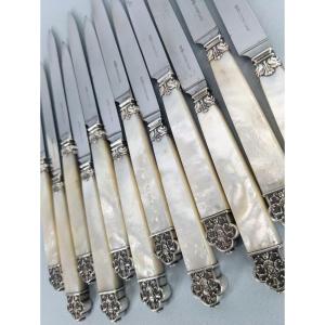 Cardeilhac Renaissance 12 Starter Knifes In Mother-of-pearl 19th Century