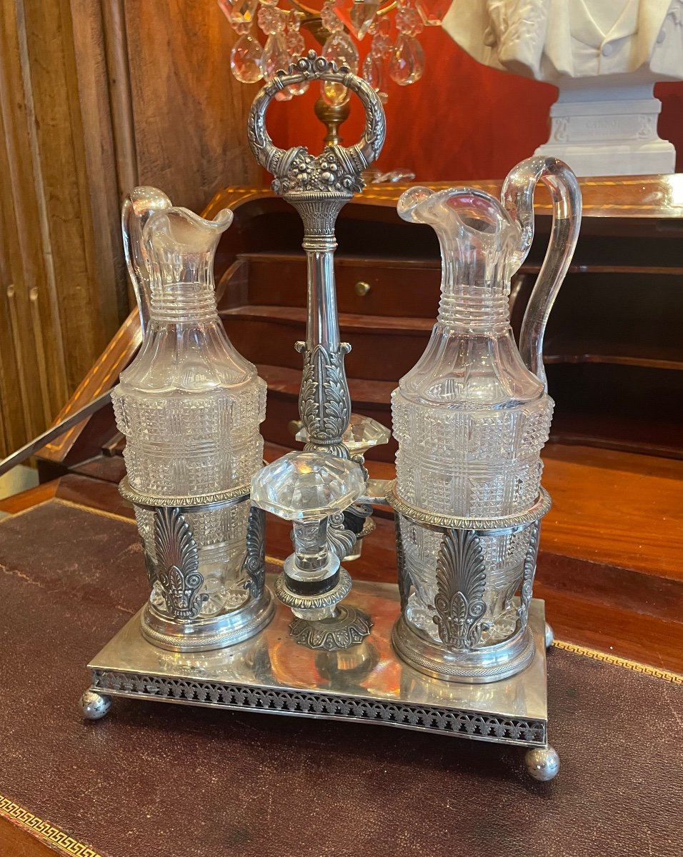 Silver And Crystal Vinegar Cruet