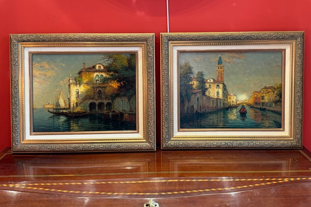 Pair Of Bouvard Paintings View Of Venice