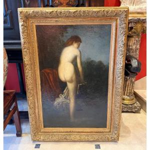 Tableau Ecole Française Du XIXe - Jeune femme Au Bain 