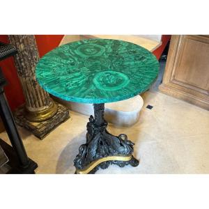 Bronze Malachite Pedestal Table