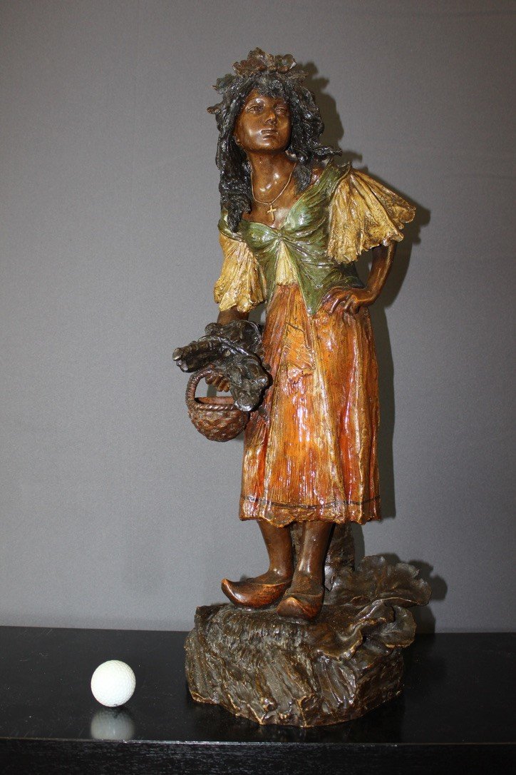 Sculpture Representing A Peasant Woman In Terracotta By Stellmacher Around 1900-photo-2