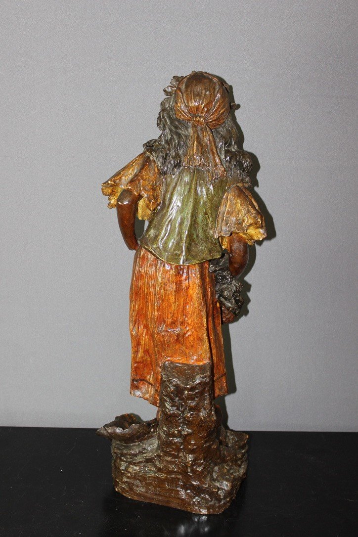 Sculpture Representing A Peasant Woman In Terracotta By Stellmacher Around 1900-photo-5