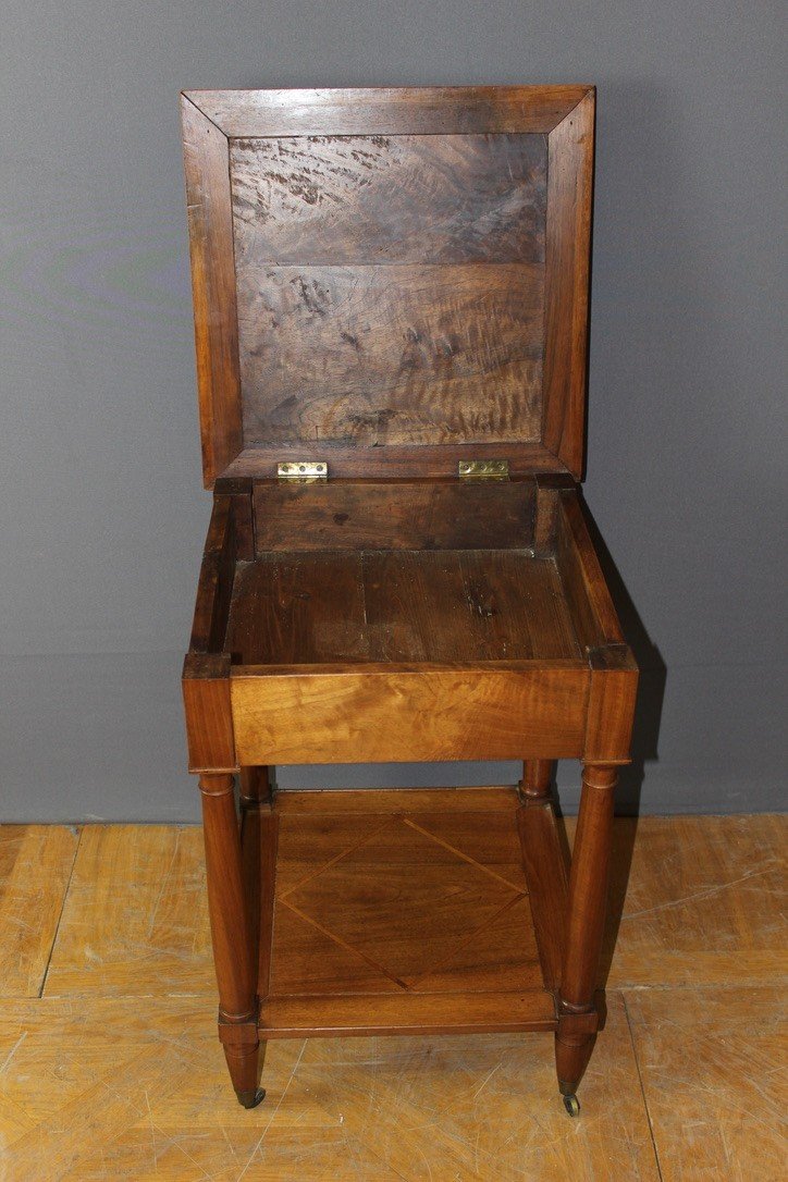 Square Pedestal Table With Two Trays In Walnut XIX-photo-4