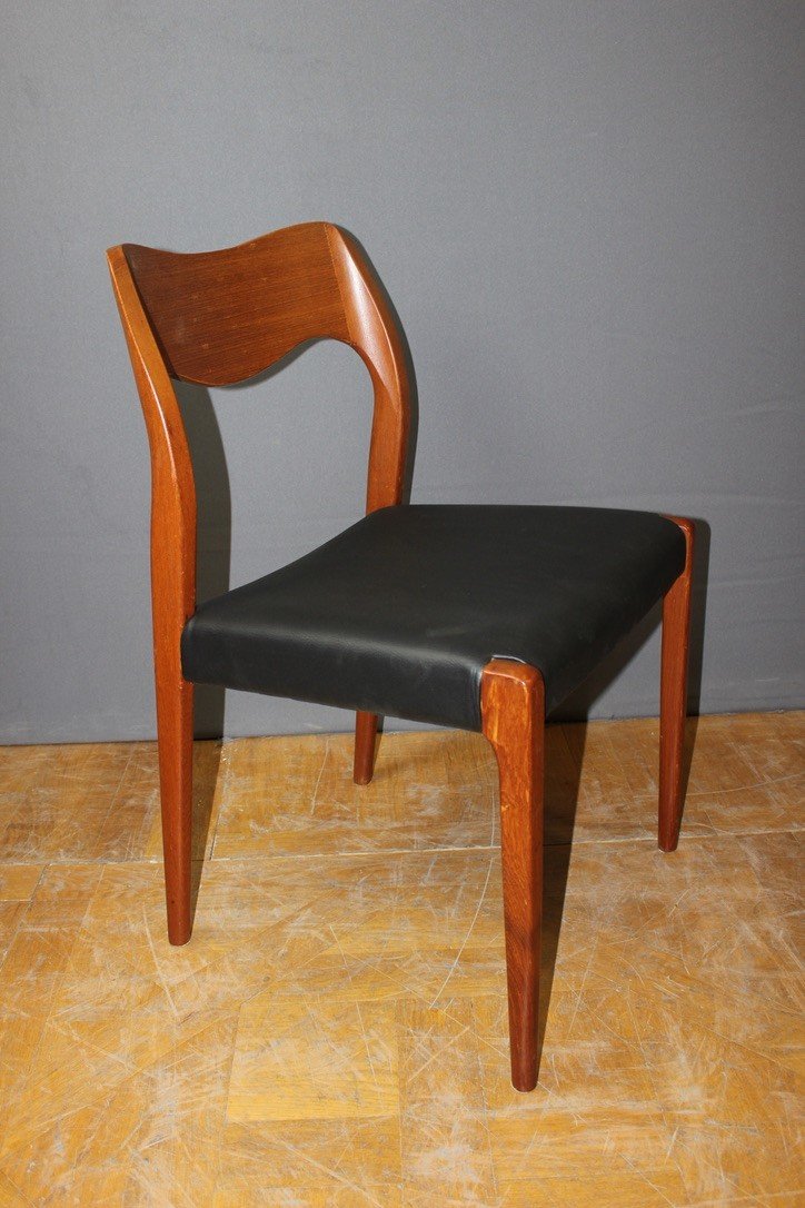 Suite Of Six Scandinavian Chairs By Niels Otto Moller Circa 1960-photo-4