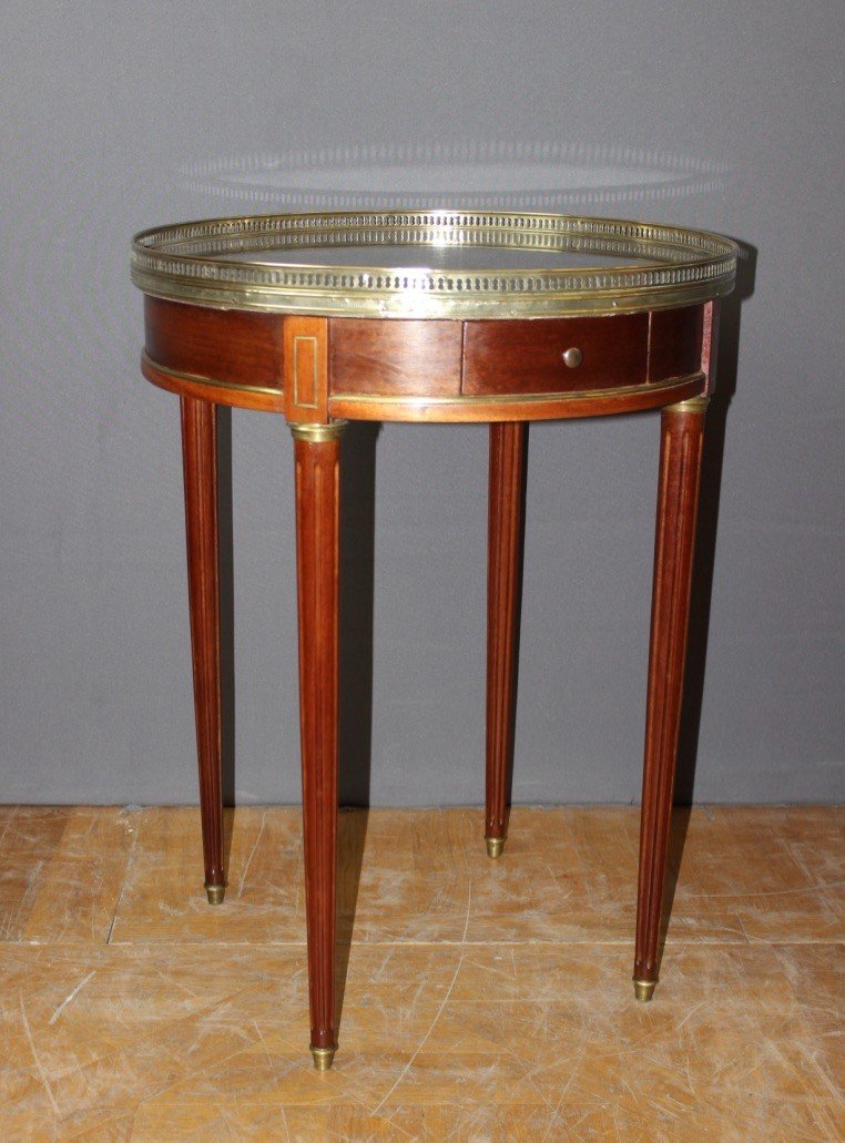 Louis XVI Bouillotte Table In Mahogany And Brass Circa 1900