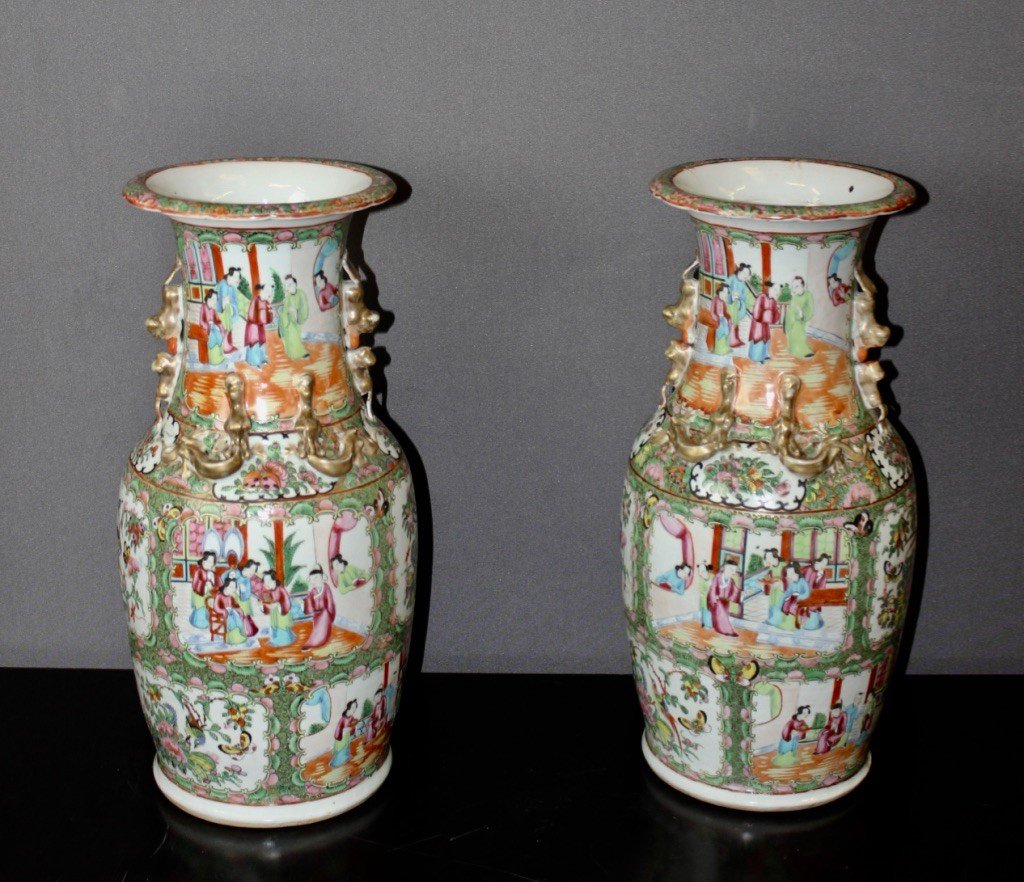 Paire De Vases De Canton Fin Du XIX