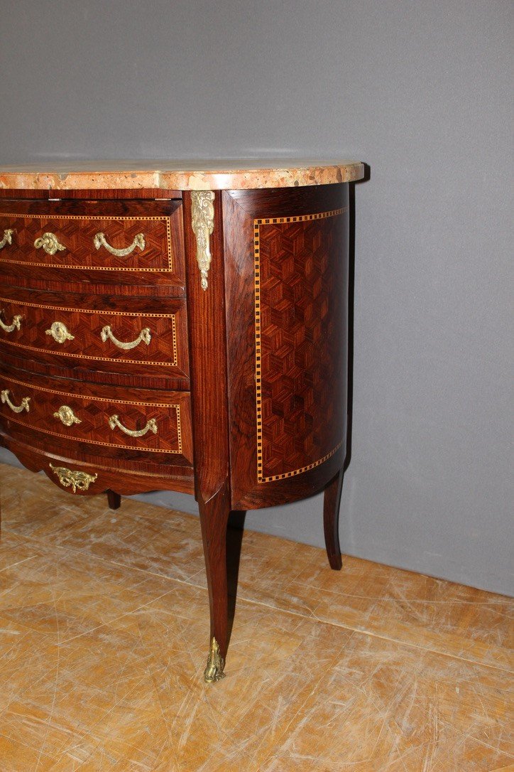 Commode Rognon De Style Louis XV En Marqueterie vers 1900-photo-4