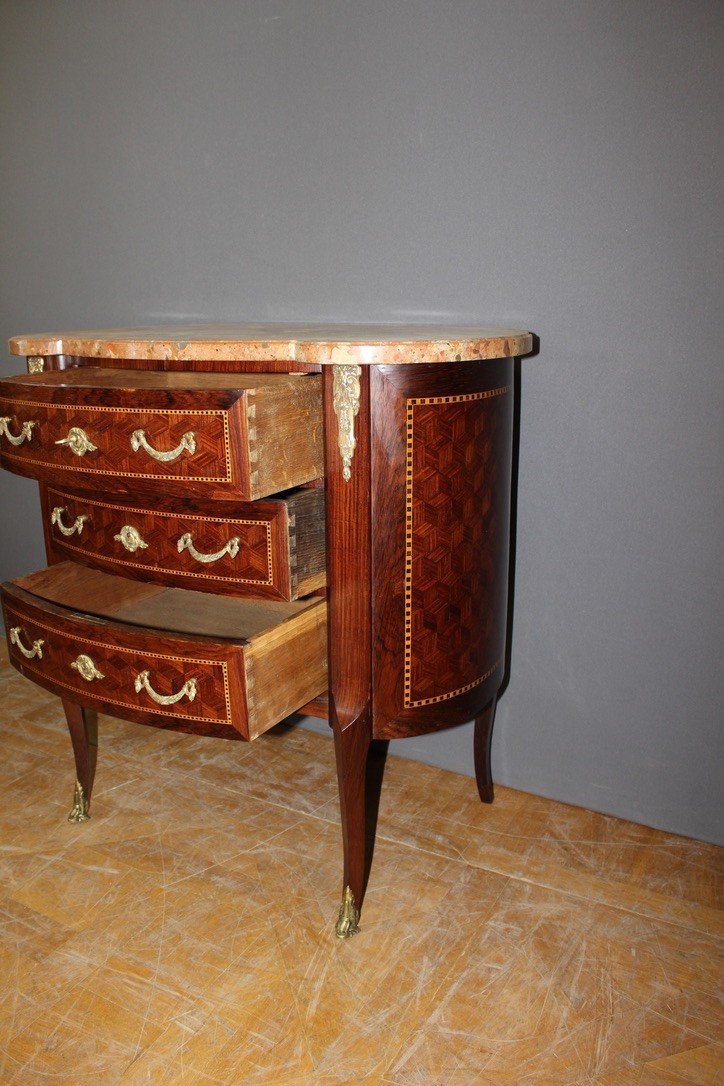 Commode Rognon De Style Louis XV En Marqueterie vers 1900-photo-2