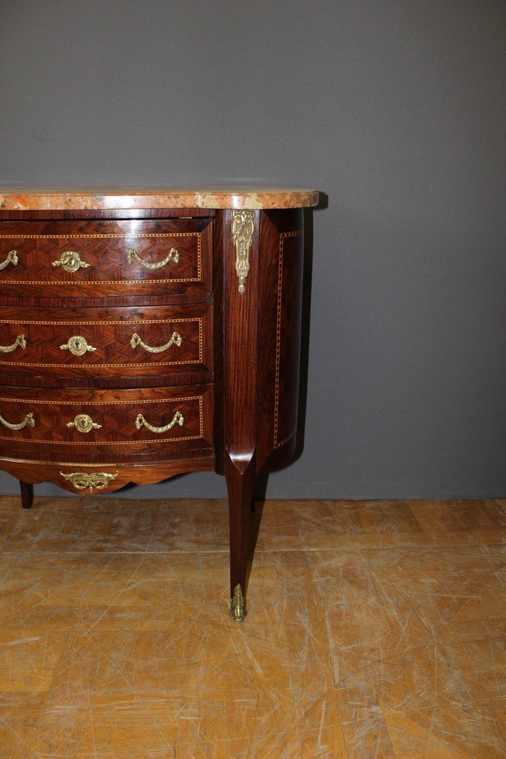 Commode Rognon De Style Louis XV En Marqueterie vers 1900-photo-5