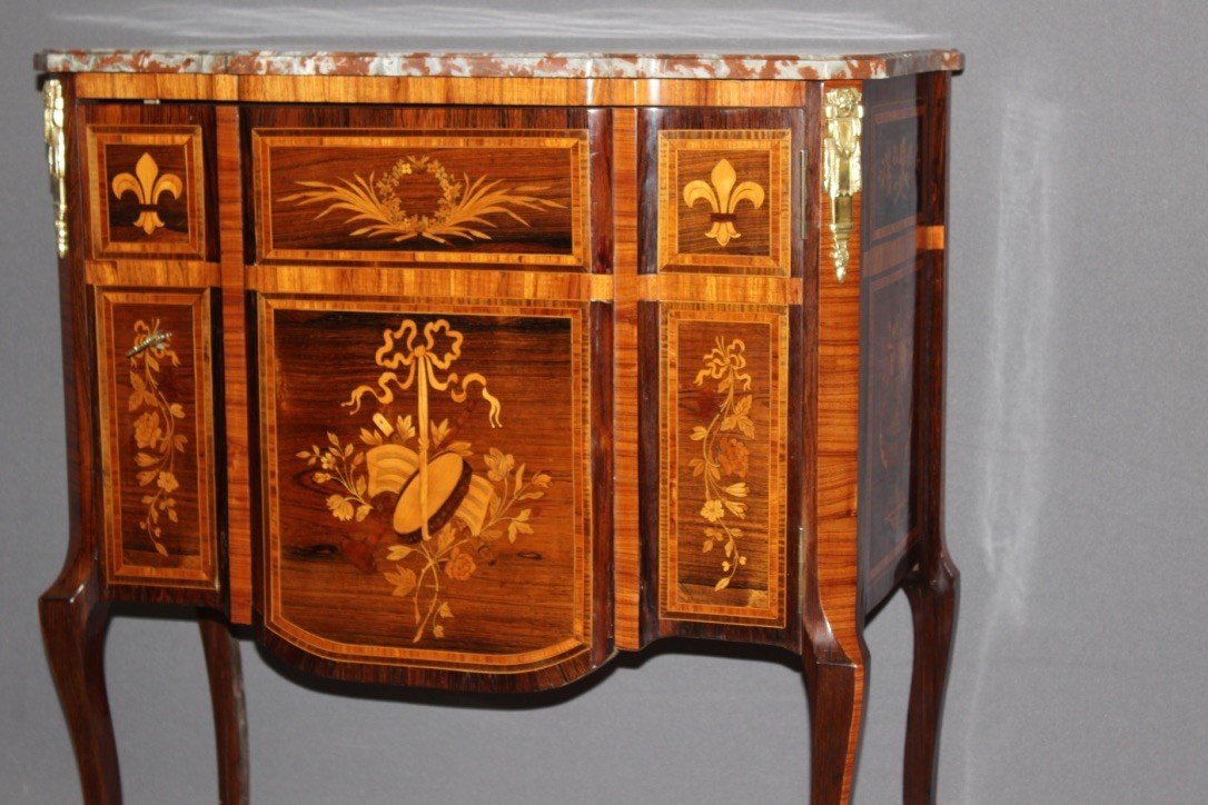 Furniture Between Two Louis XV Style In Marquetry Around 1880-photo-3