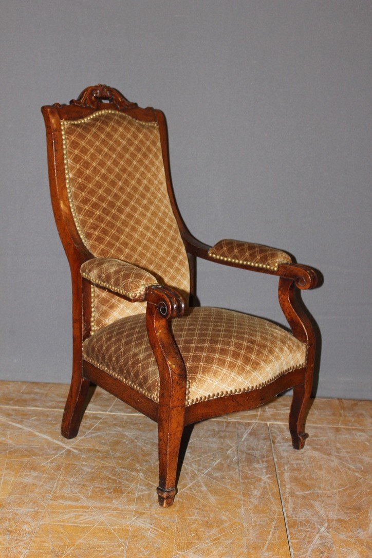 Fauteuil d'Enfant Napoléon III En Acajou Fin XIX-photo-1