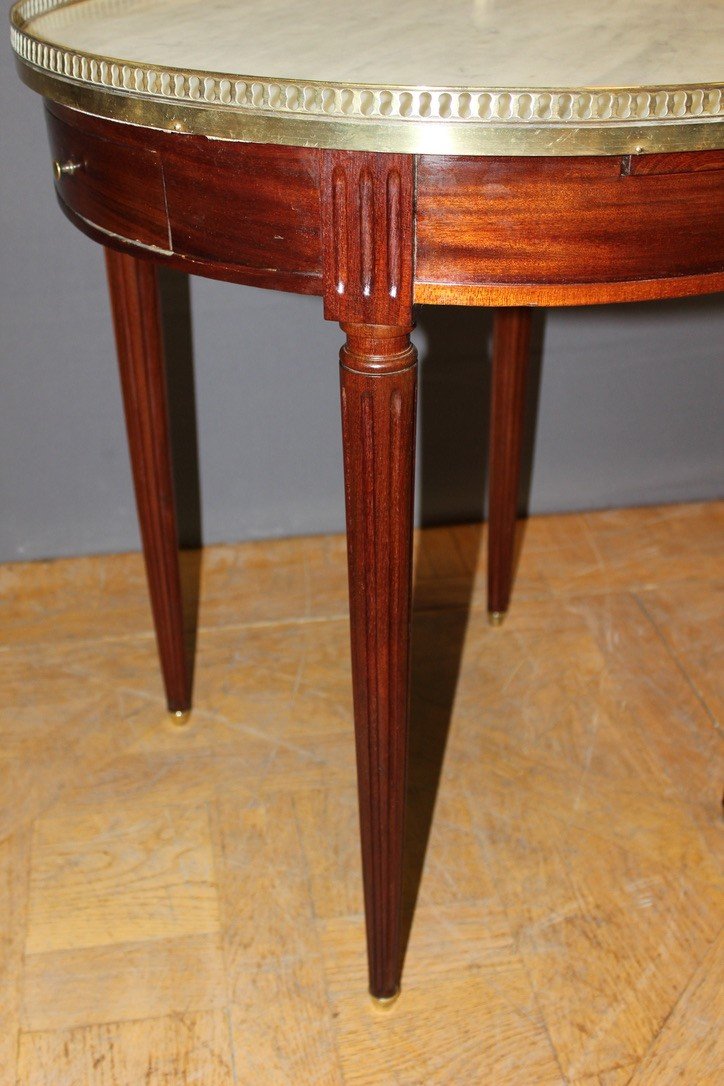 Table Bouillotte De Style Louis XVI En Acajou Et Laiton Vers 1900-photo-3